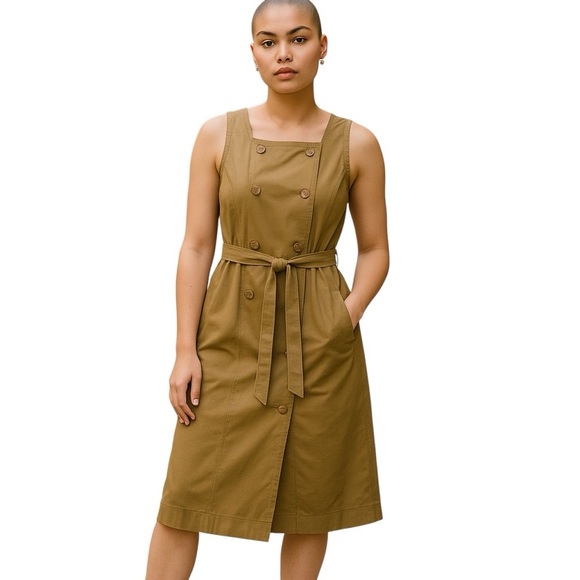 J. Crew Womens Size 2 Tall Garment Dyed Trench Dress Safari Tea G2377 - Picture 1 of 5